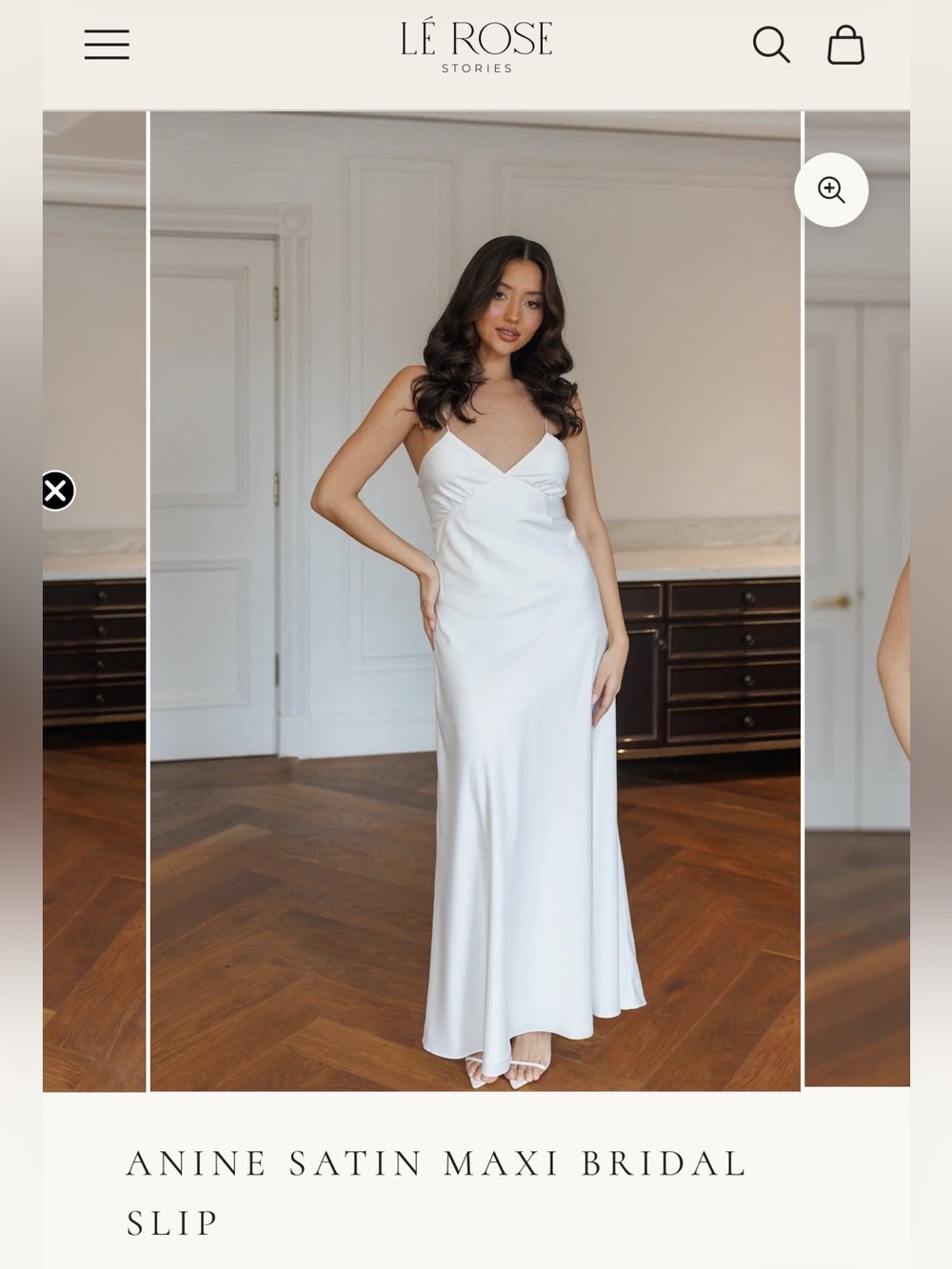 ANINE Satin Maxi Bridal Slip Dress in White